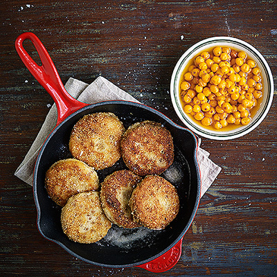 Potatis- och linsbullar med rårörda havtorn