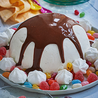 Glassbomb med mjölkchokladsås