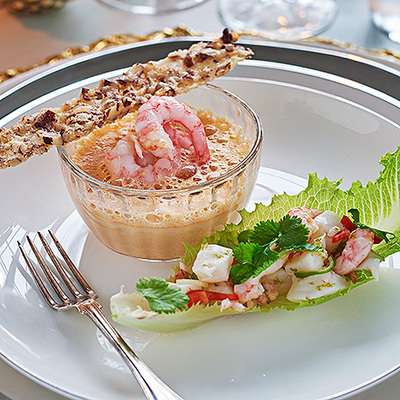 Ceviche i salladsblad