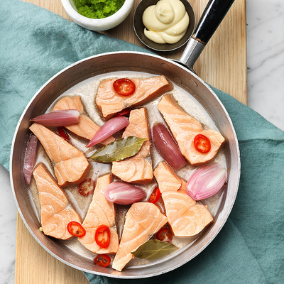 Ättiksinkokt lax med wasabi