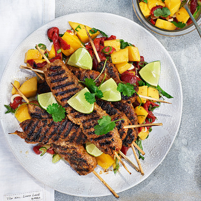 Lammfärsspett med mangosalsa
