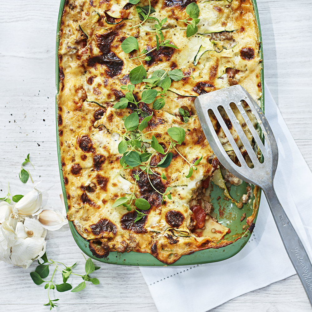 Zucchini- och köttfärslasagne