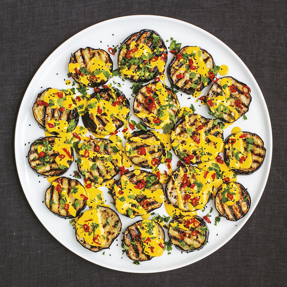 Aubergine med saffransyoghurt