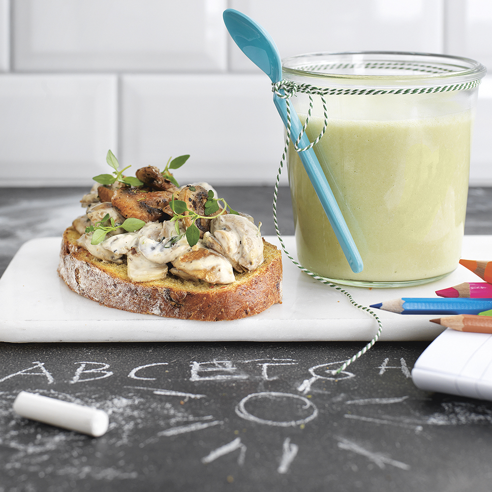 Blomkål- och purjolökssoppa med svampmacka