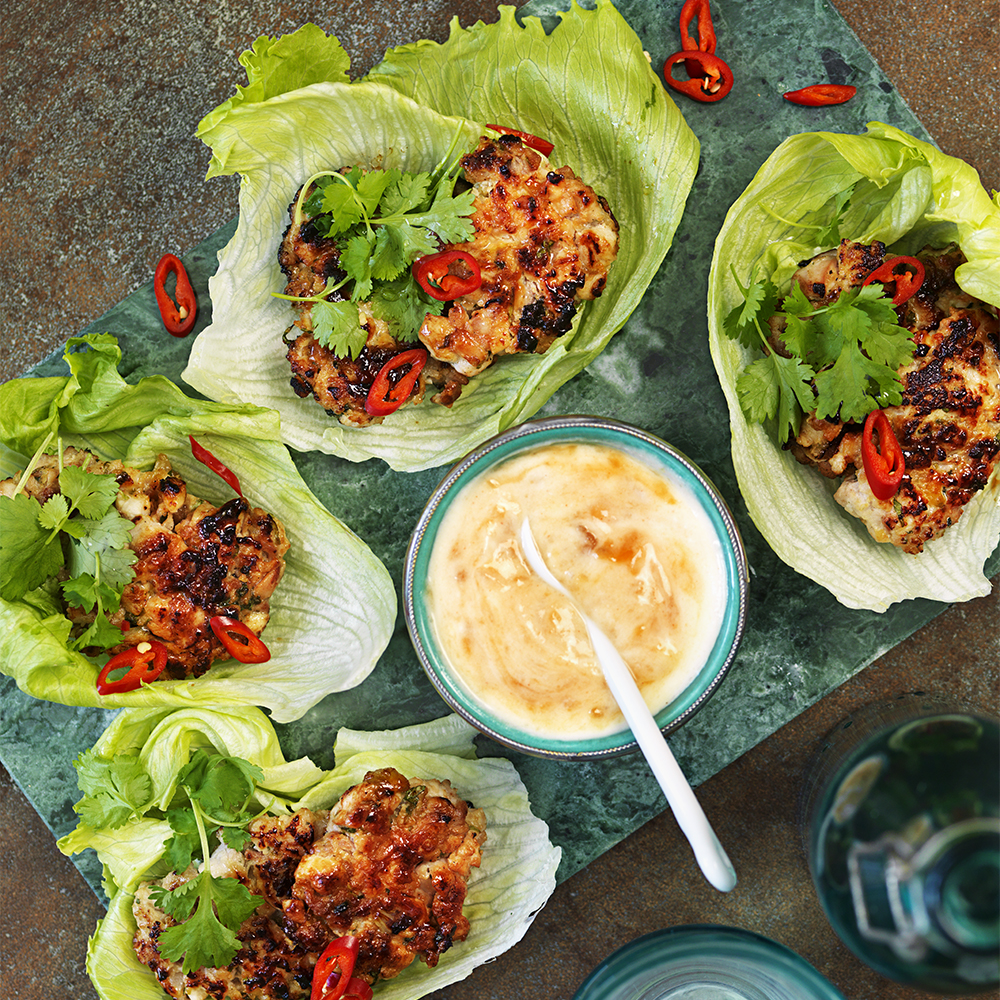 Asiatiska kycklingbiffar med mango chutney