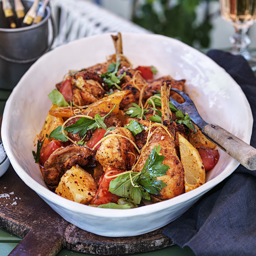 Kryddig citronkyckling med tomatsallad