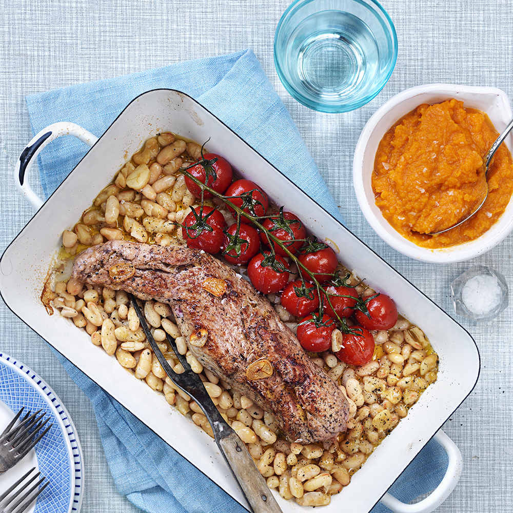 Helstekt fläskfile med pumpapuré