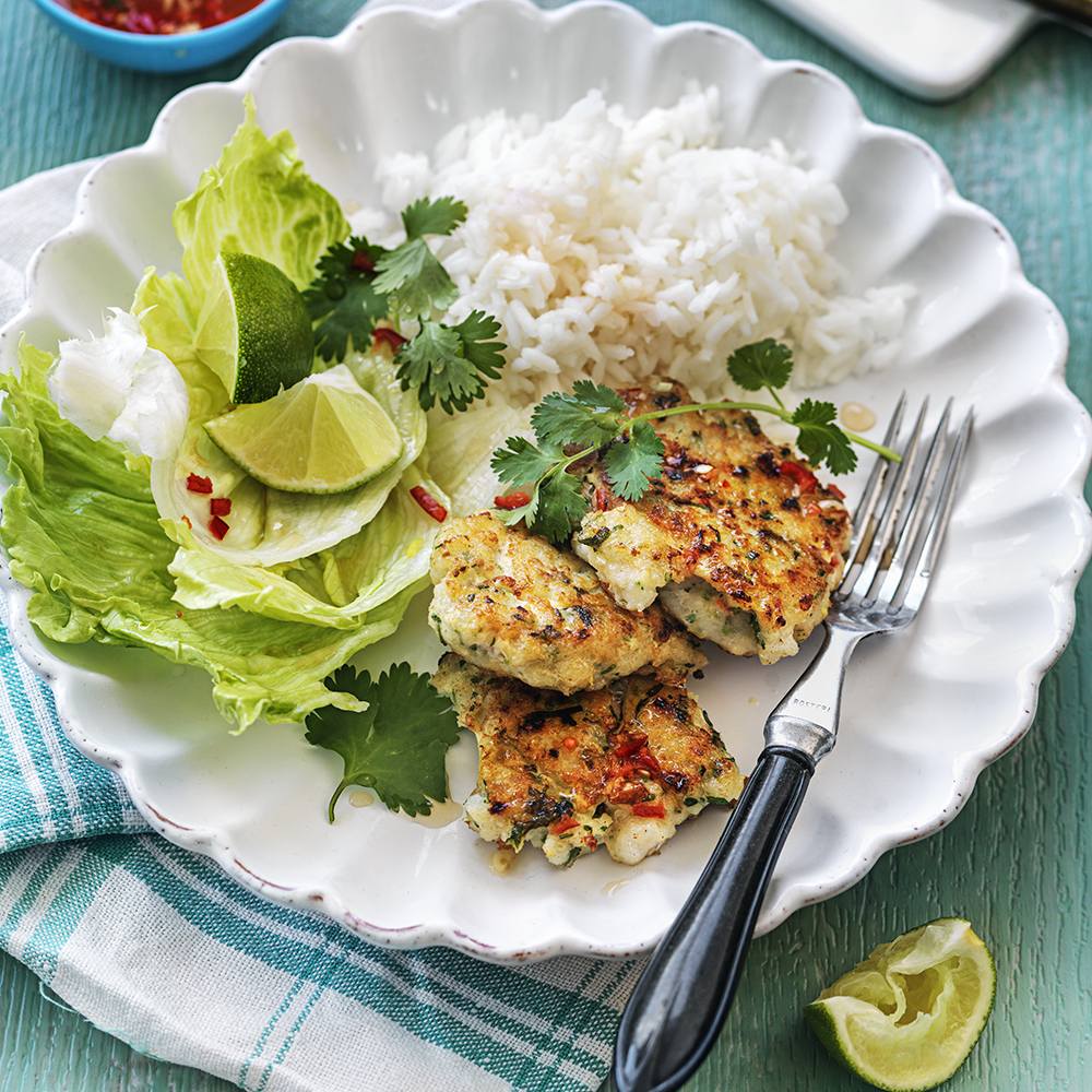 Asiatiska fiskbiffar med ris