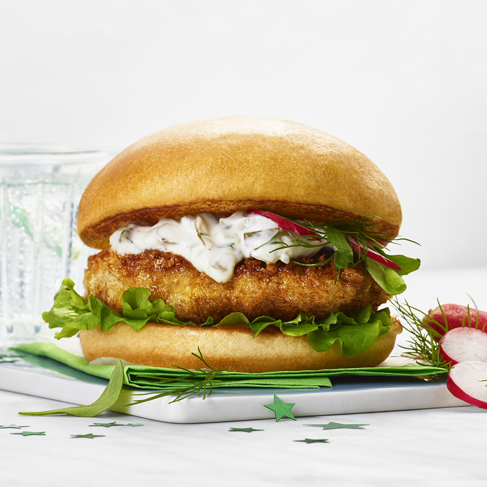 Torskburgare med hemgjord dressing