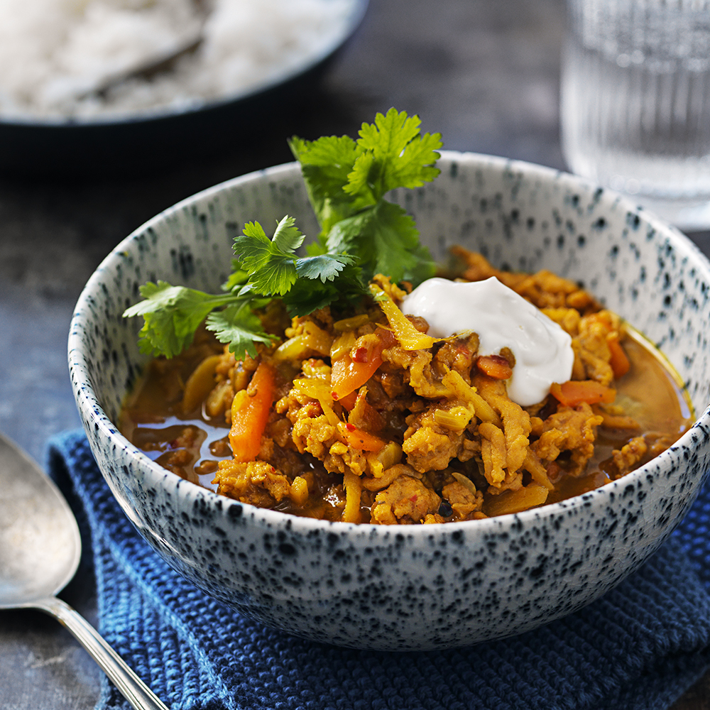 Curry på kycklingfärs