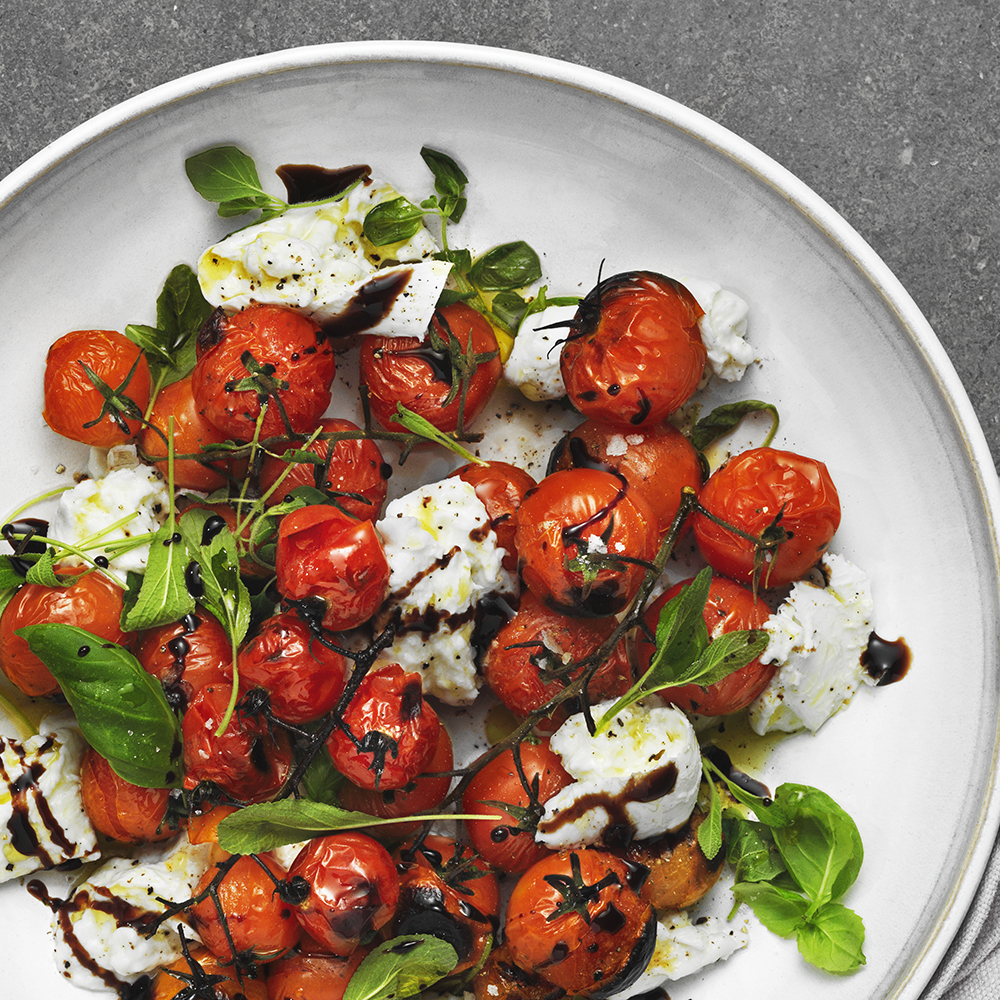 Grillade tomater med mozzarella