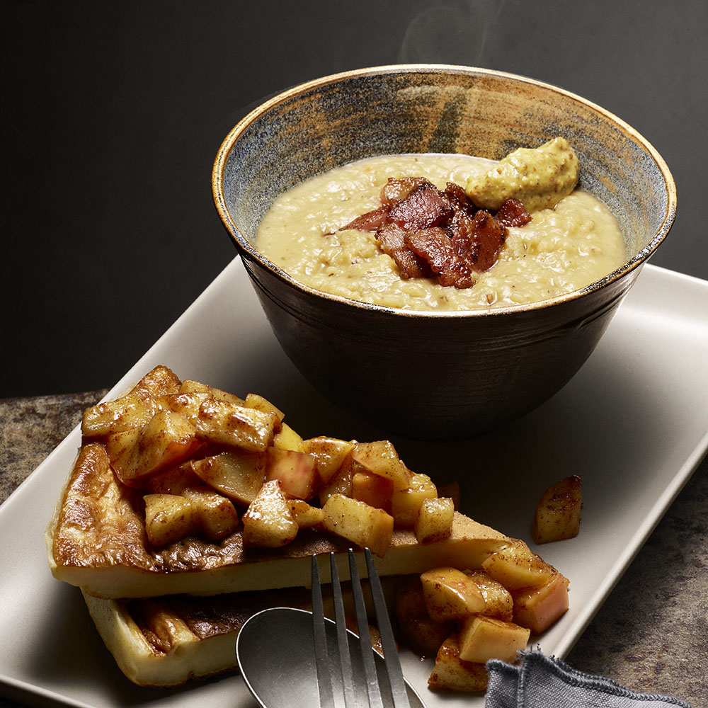 Linssoppa med fläsk och äppelpannkaka
