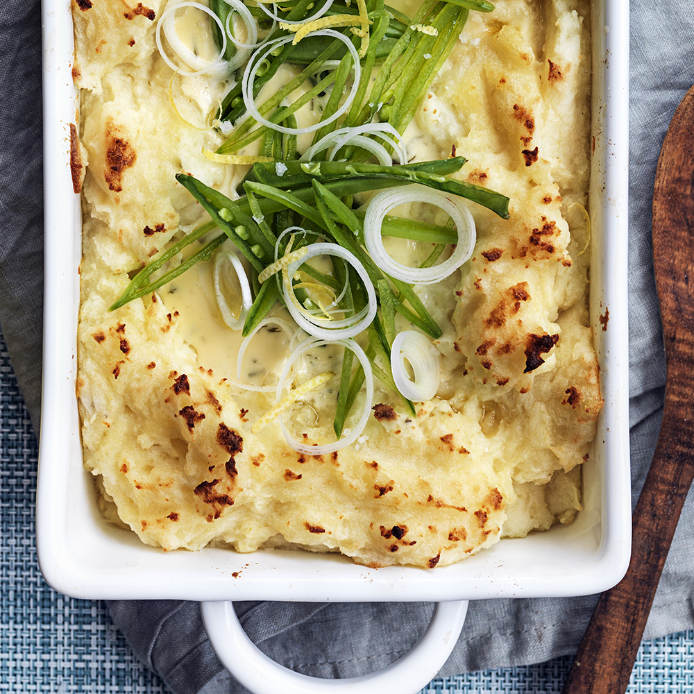 Fiskgratäng med dill- och citronsås