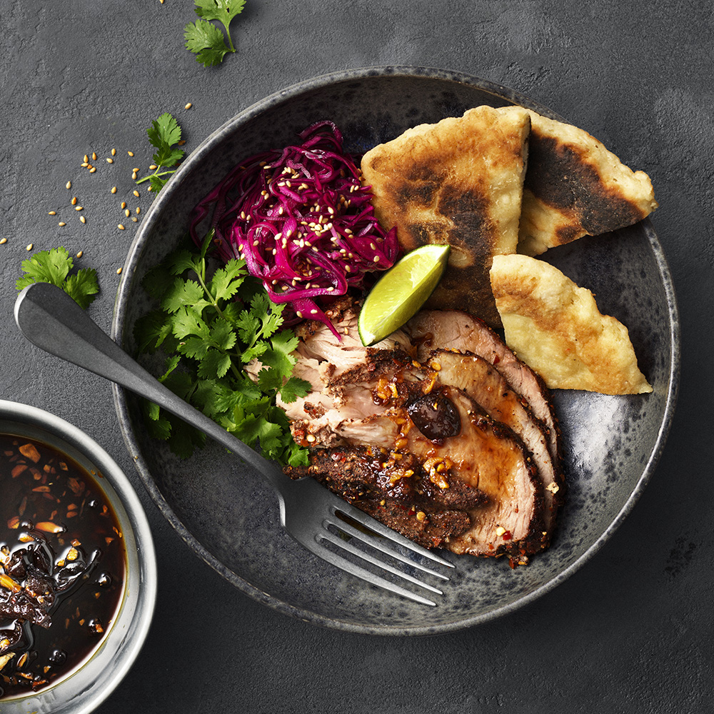 Ugnsbakad karré med plommon- och ingefärssås