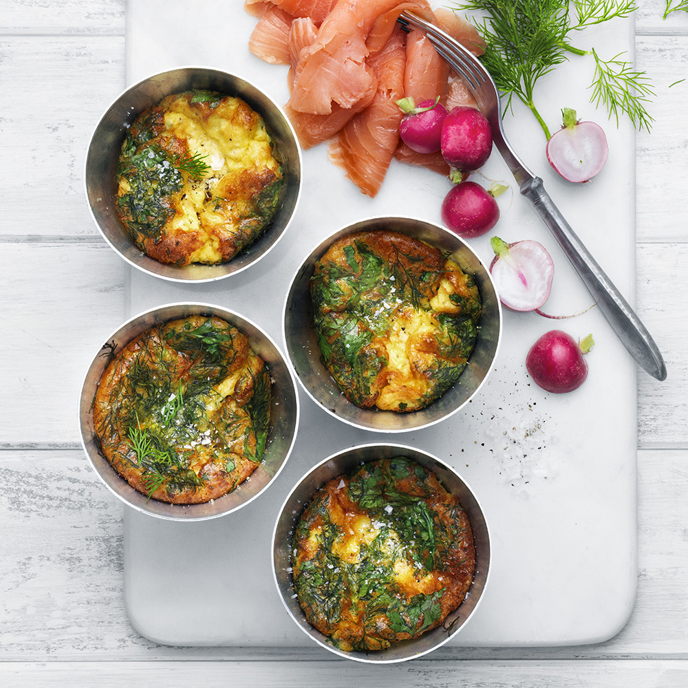 Cocotter med babyspenat, örter och Västerbottensost