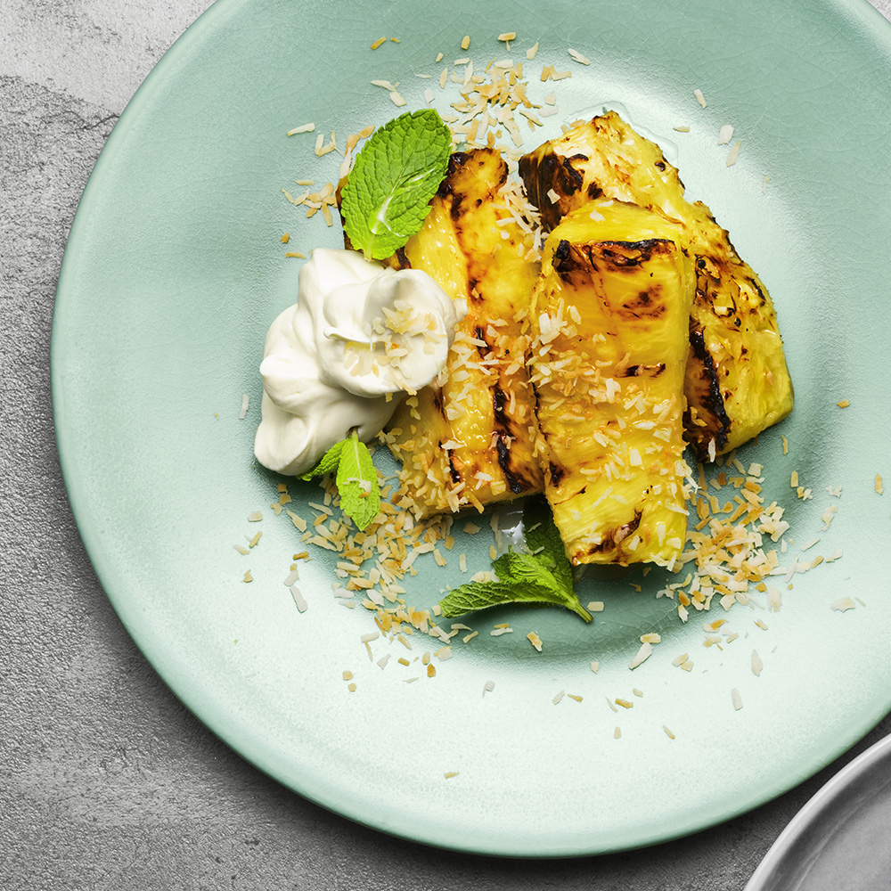 Grillad ananas med mascarponegrädde