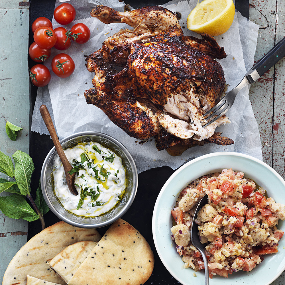 Helgrillad kyckling med hemgjord tandoorikrydda