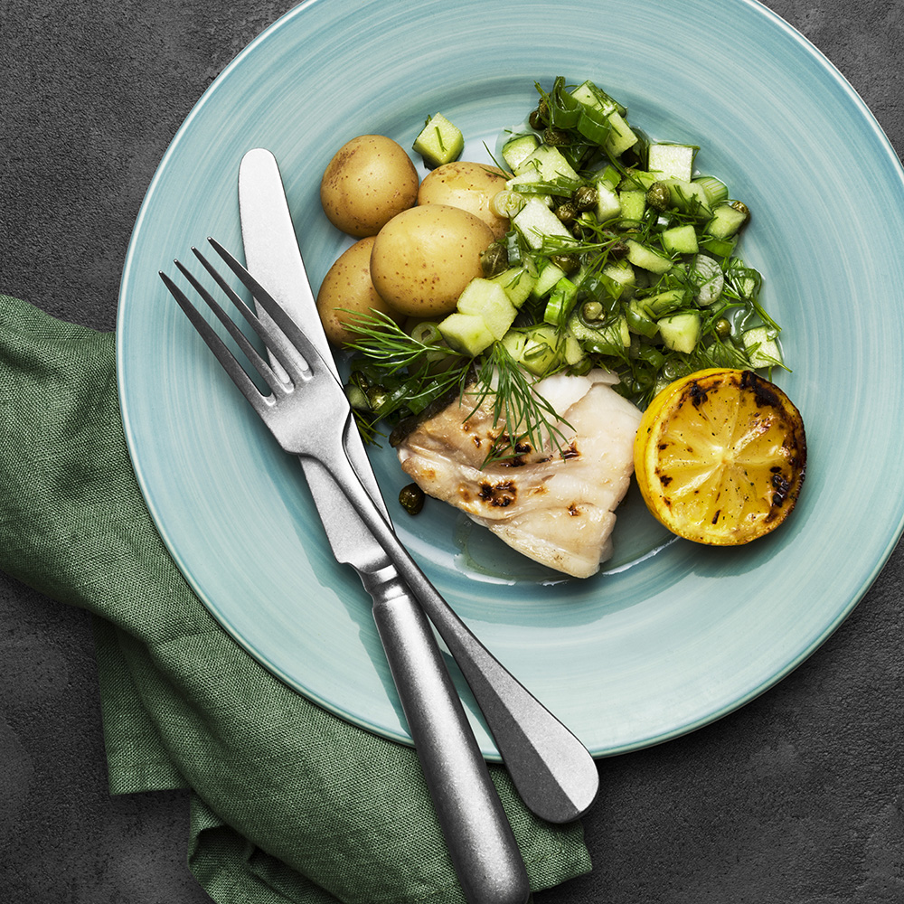 Grillad torskrygg med äppelsalsa