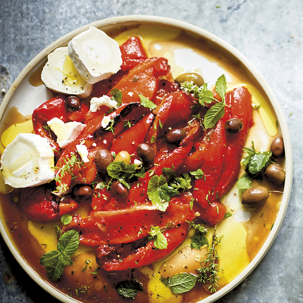 Grillad marinerad paprika med mynta