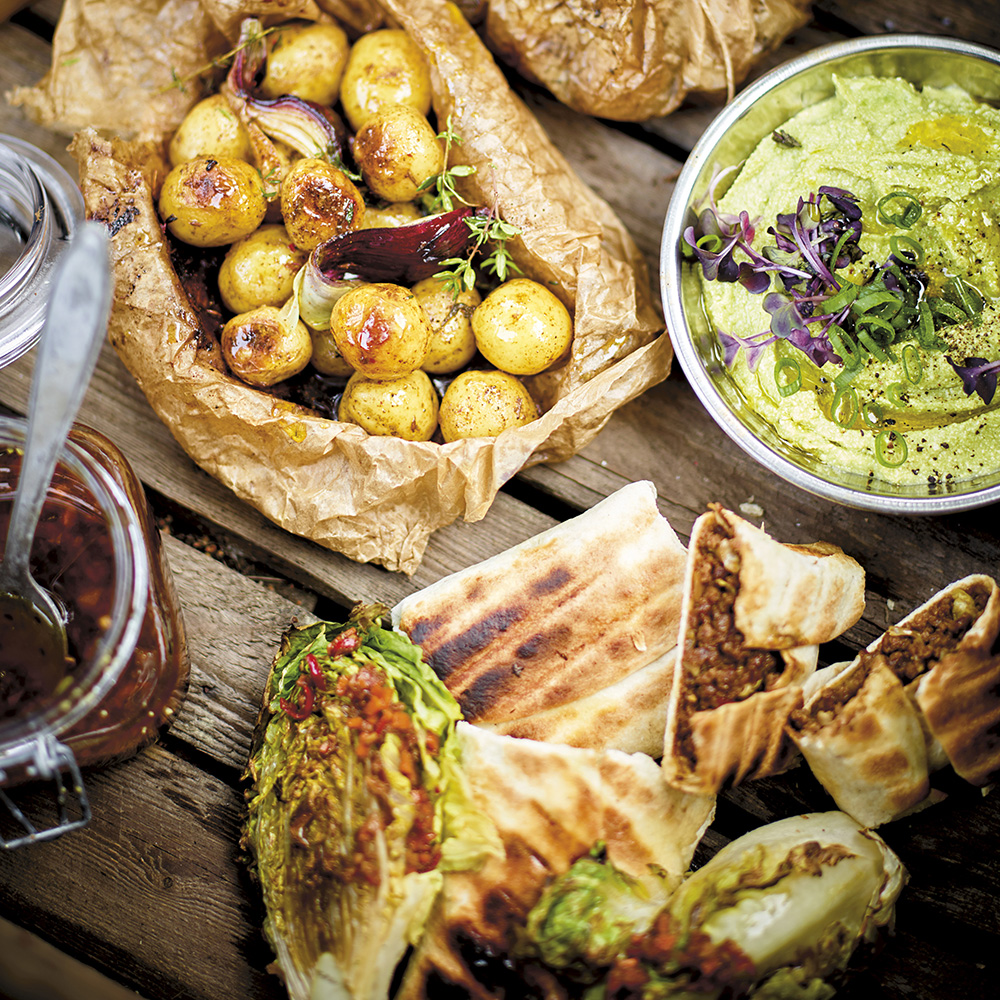 Färskpotatisknyten med tofu- och avokadoröra