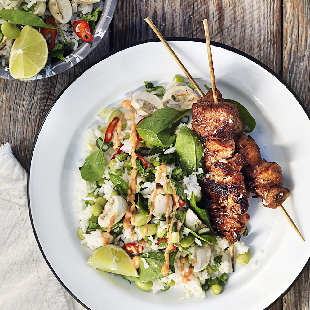 Fläskbogspett med koreansk rissallad