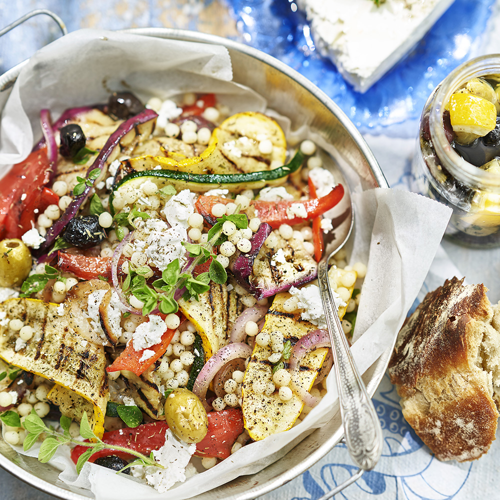 Marockansk couscous med grillade grönsaker