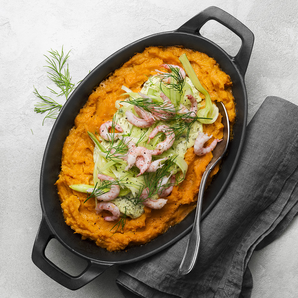 Fiskgratäng med fänkålssallad