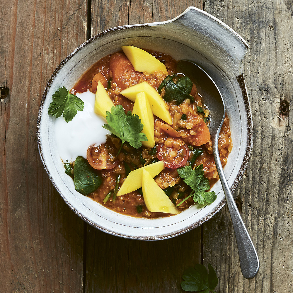 Kryddig linsgryta med mango
