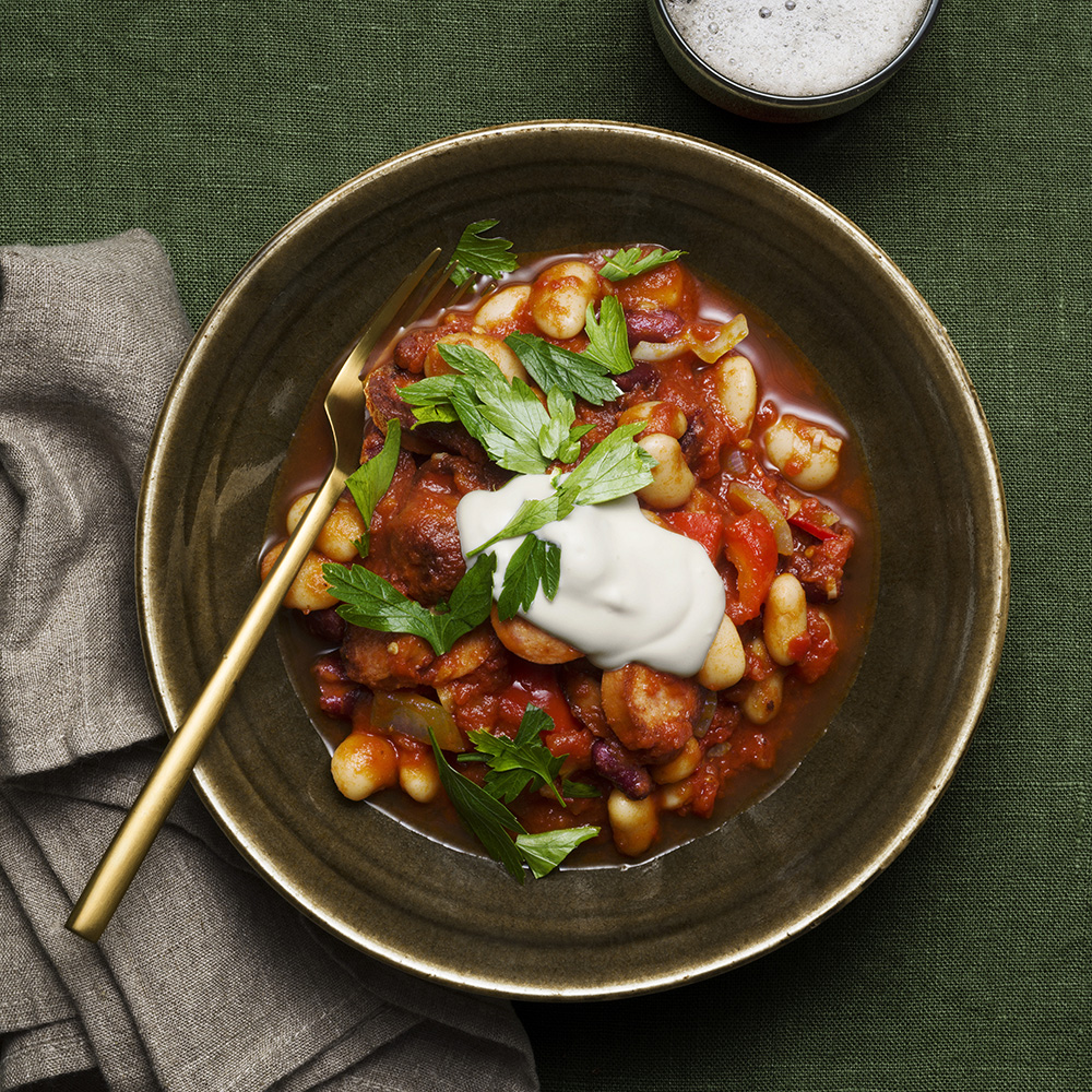 Chili con carne med kryddig korv