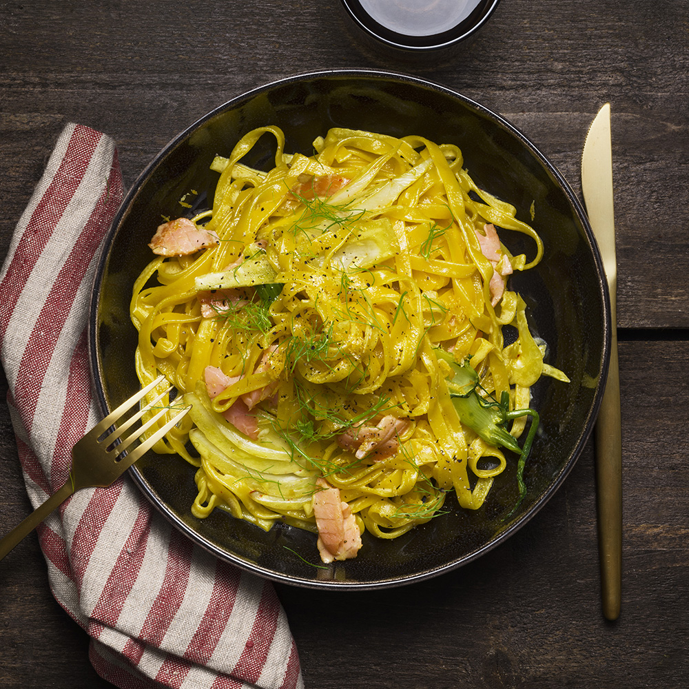 Pasta med rökt lax