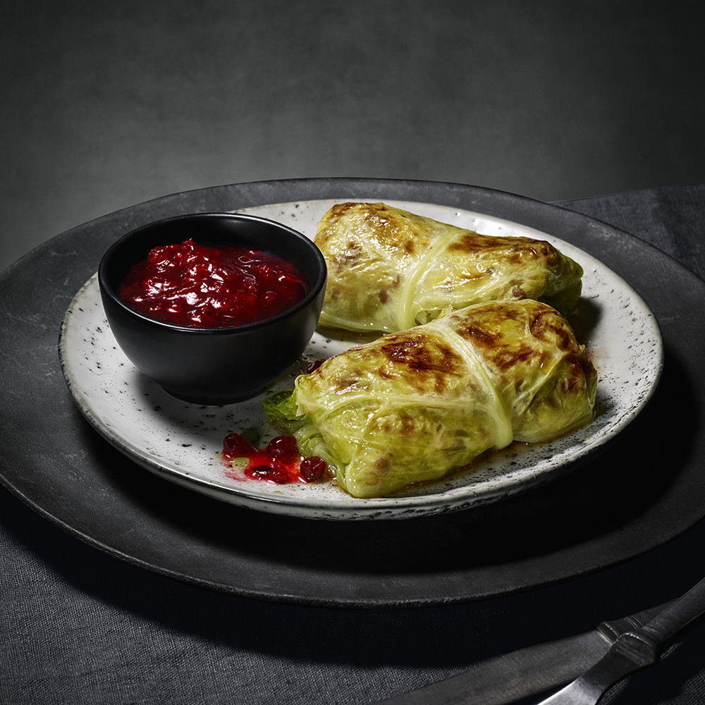 Kåldolmar med röda linser och fetaost