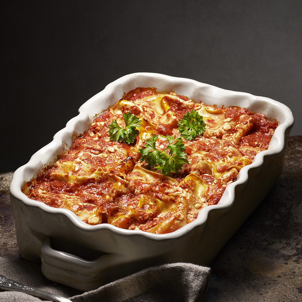 Vegolasagne med cottage cheese och spenat