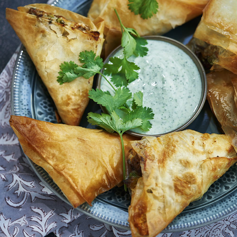 Samosas med dippsås