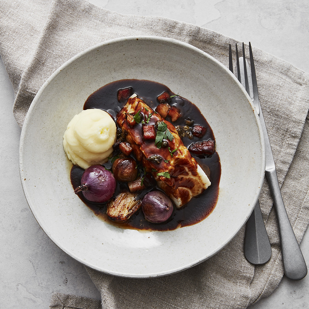 Torskrygg bourguignon