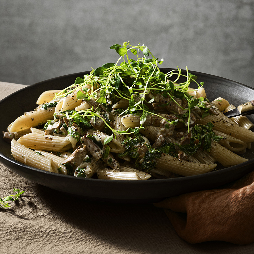 Kantarellpasta med färsk timjan