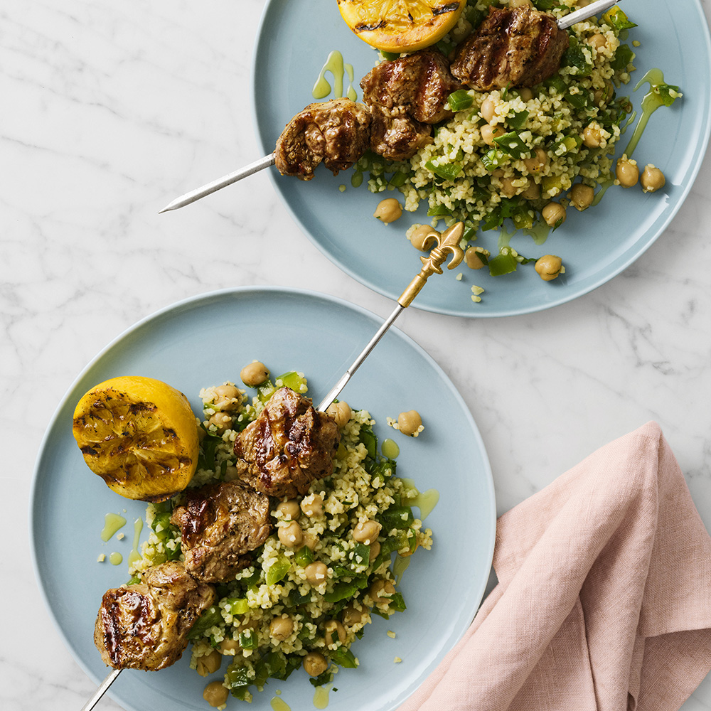 Lammentrecôtespett med grön tabbouleh