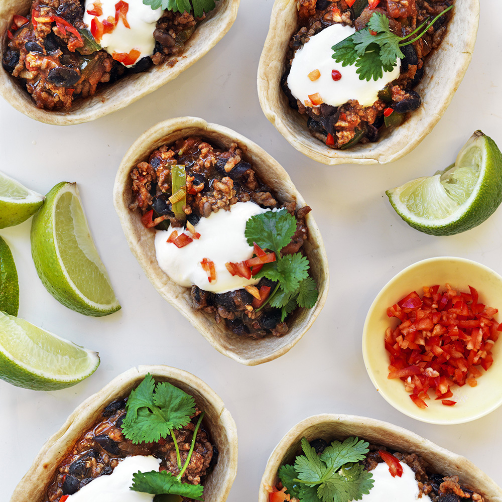 Chili con carne i tacobåtar