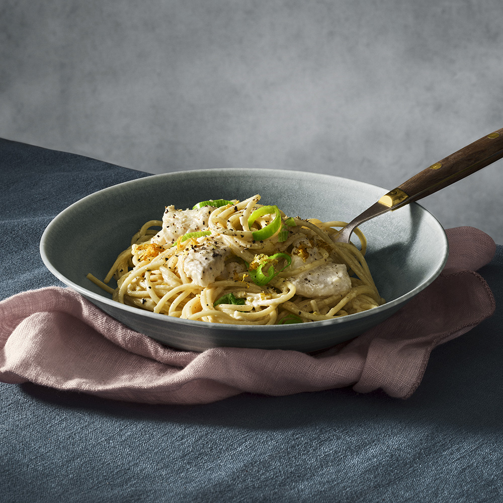 Krämig citronpasta med fisk