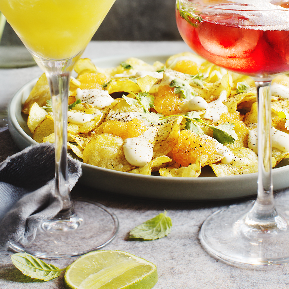 Chips med wasabi- creme fraiche och rom