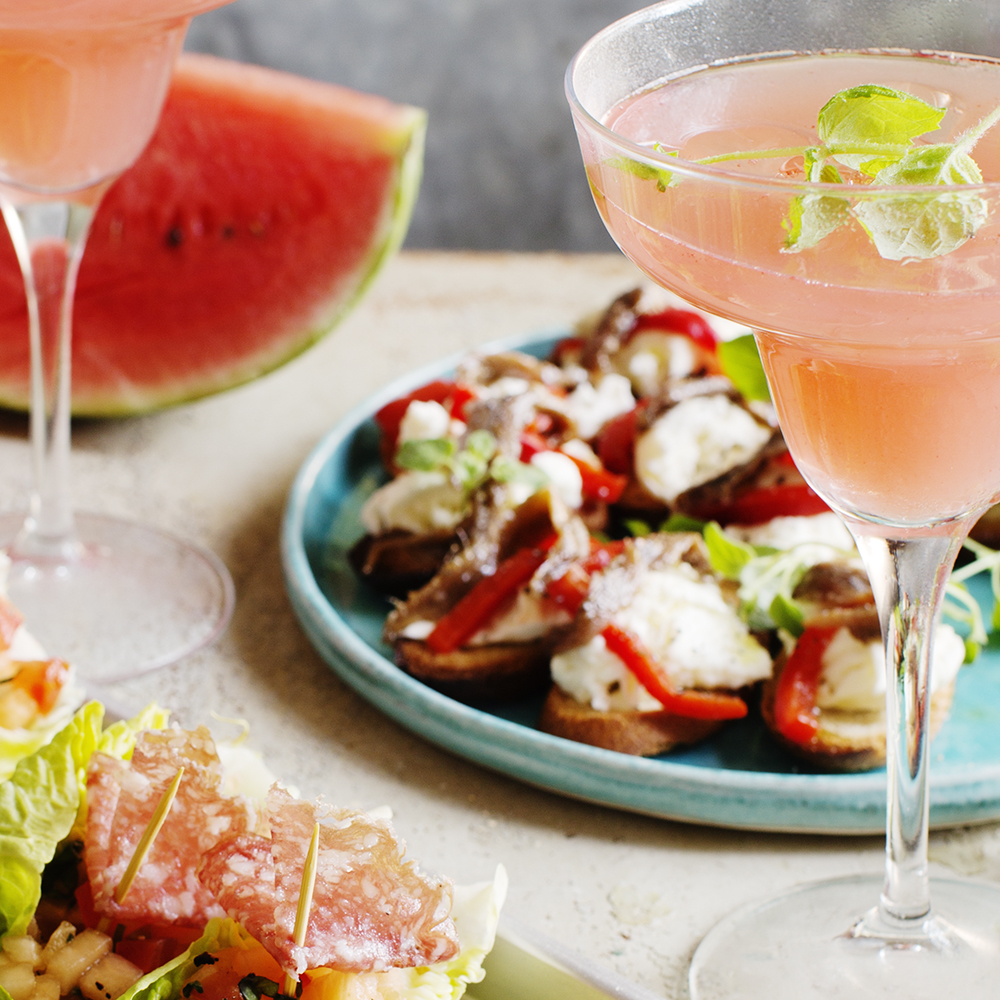 Crostini med mozzarella och grillad paprika