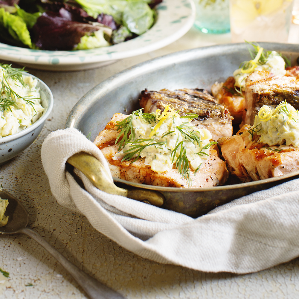 Grillad lax med kronärtskocksmajonnäs