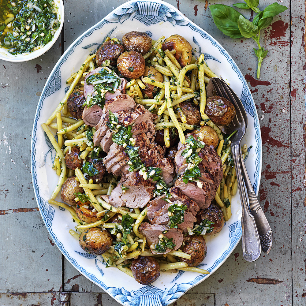 Helstekt fläskfilé med pestopotatissallad