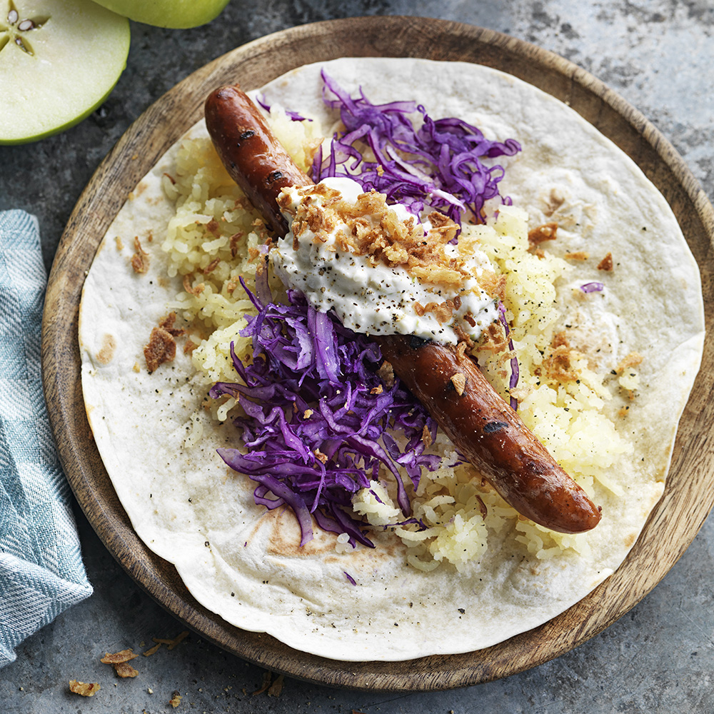 Korvwrap med pepparrotssås