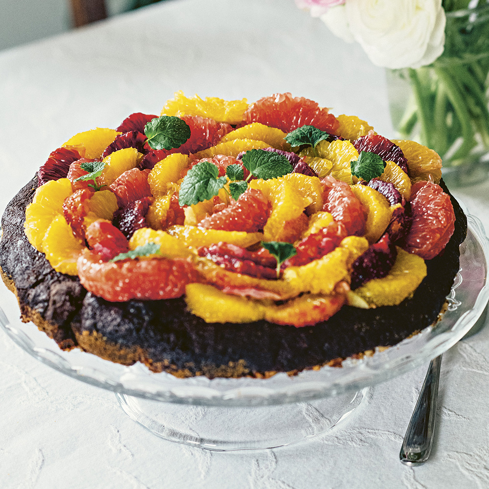 Snabb chokladkaka med apelsinsallad