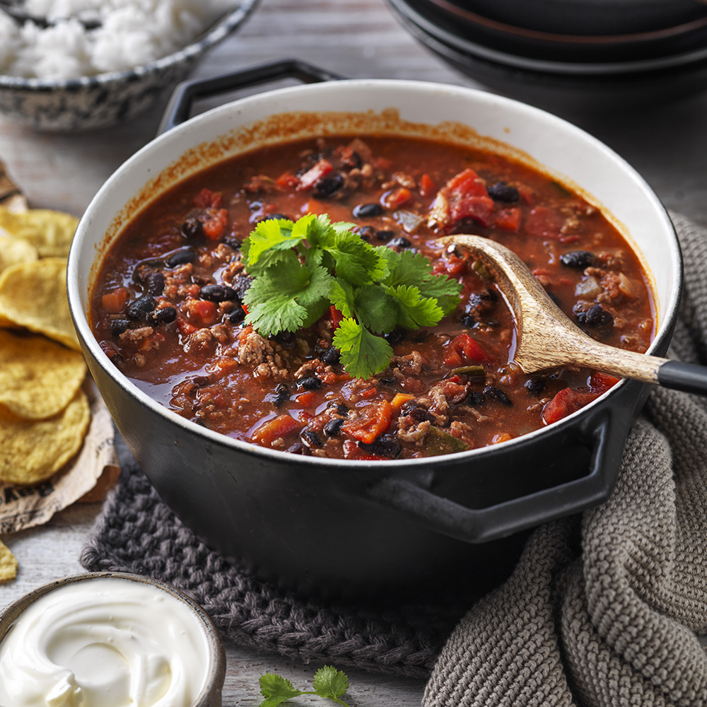 Chili con carne med svarta bönor