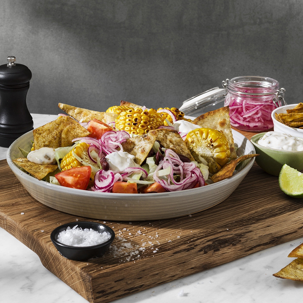Vegetarisk tacosallad med jalapeñodressing