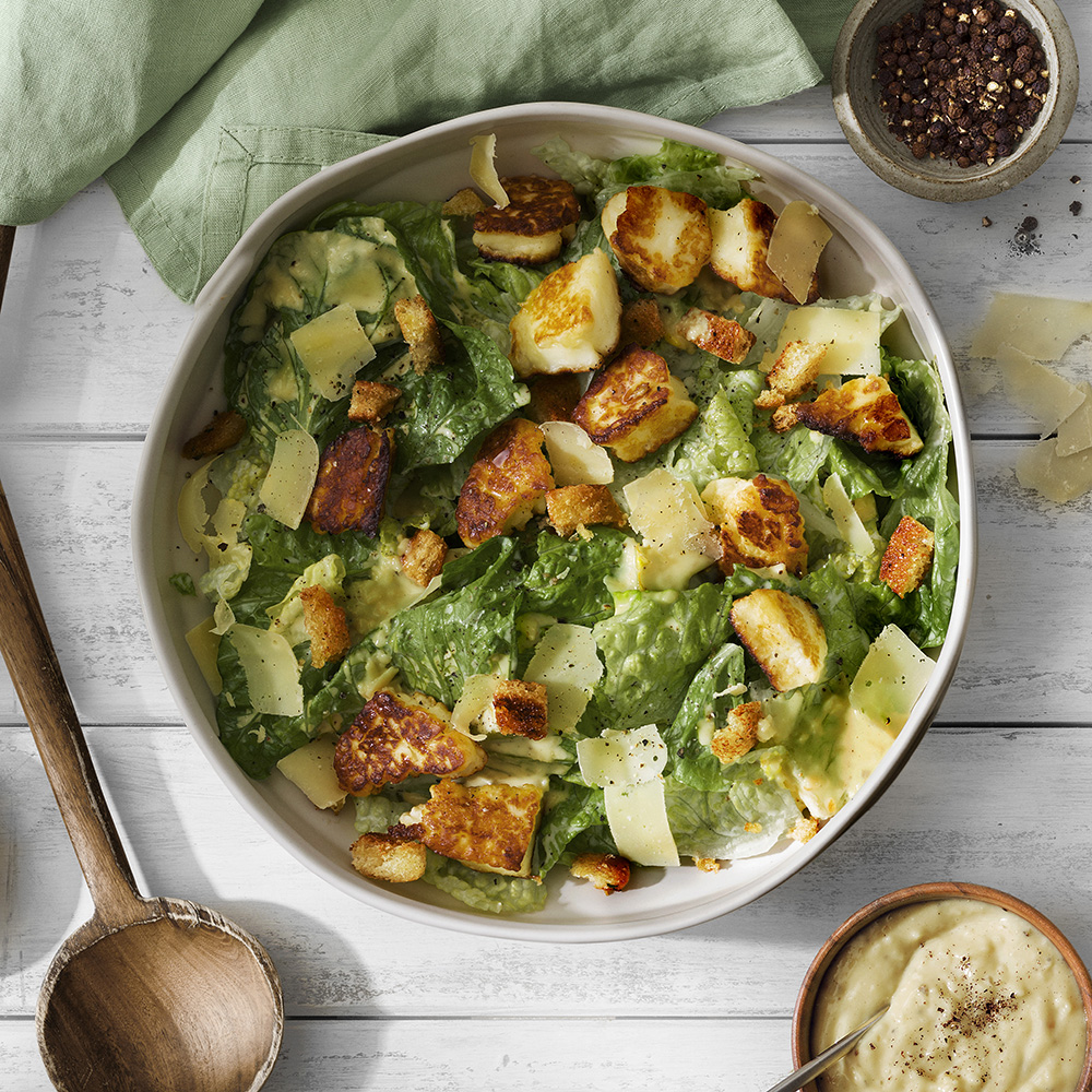 Caesarsallad med halloumi