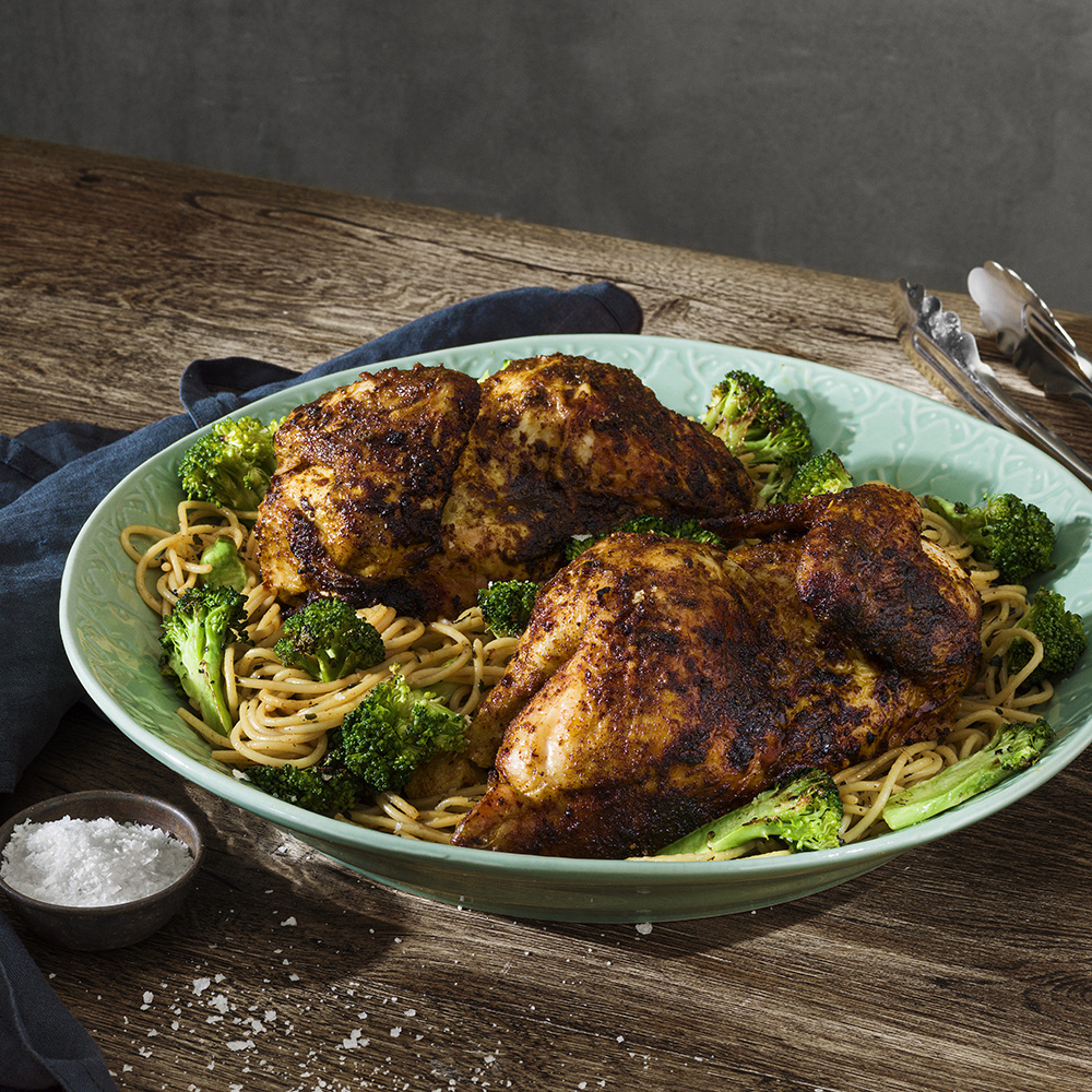 Basilikapasta med ugnsrostad kyckling