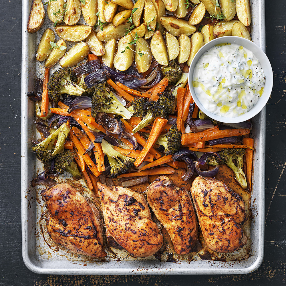 Allt på en plåt med kyckling