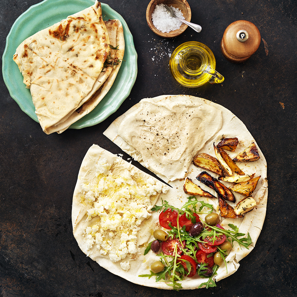 Wrap med hummus och fetaost